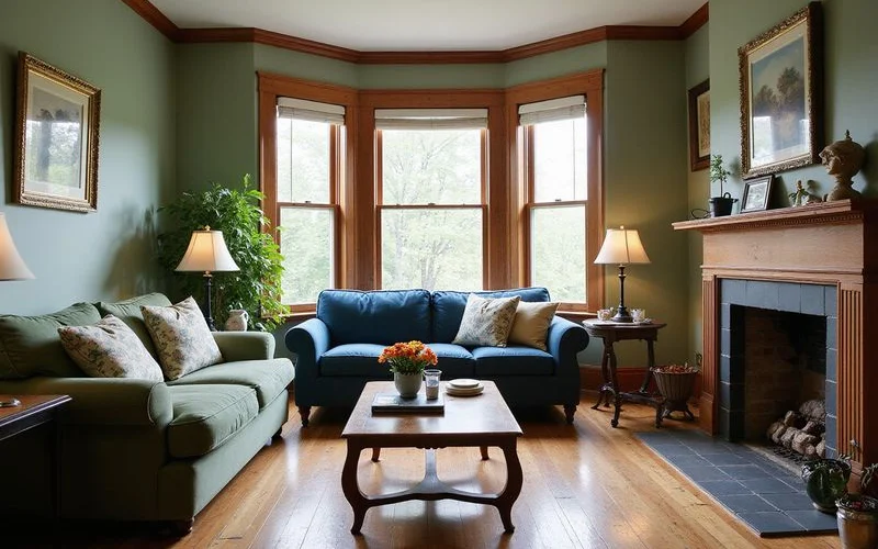 Bright, professionally photographed living room in an older Duluth home