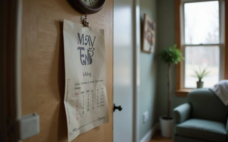 Calendar marking a May lease end and a spring listing