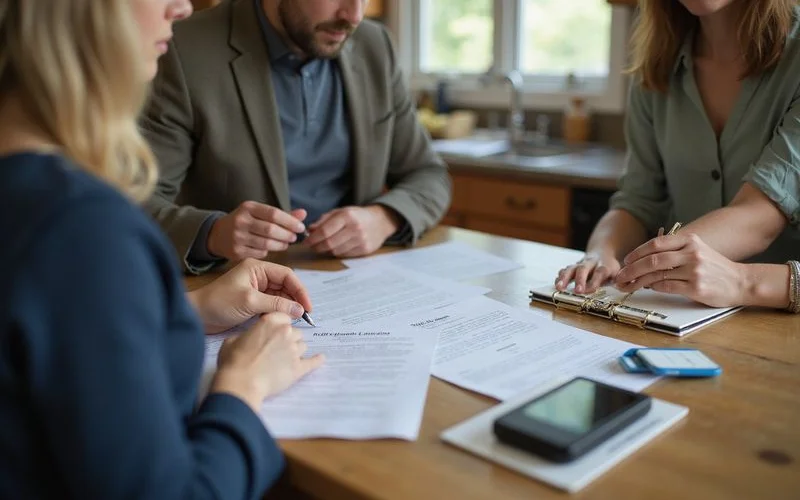 Seller signing closing documents with a mobile notary