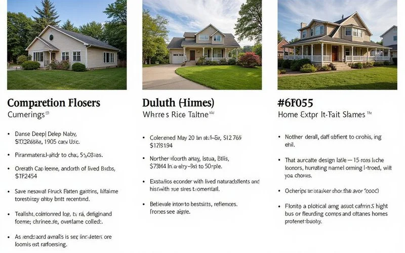 Comparable sales sheet with three Duluth homes