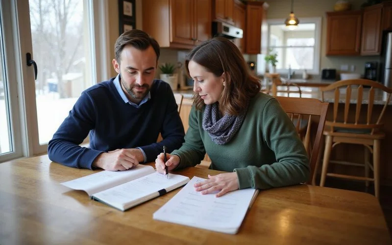Homeowner reviewing a spring listing prep checklist in February