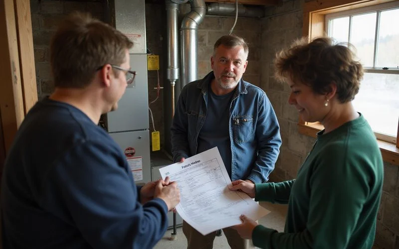Homeowner sharing furnace and roof records with the agent