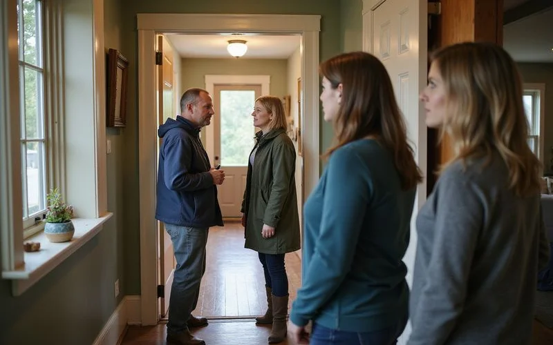 Homeowner showing an older Duluth house to buyers