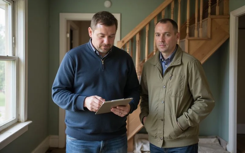 Investor estimating repair costs in a dated Duluth house