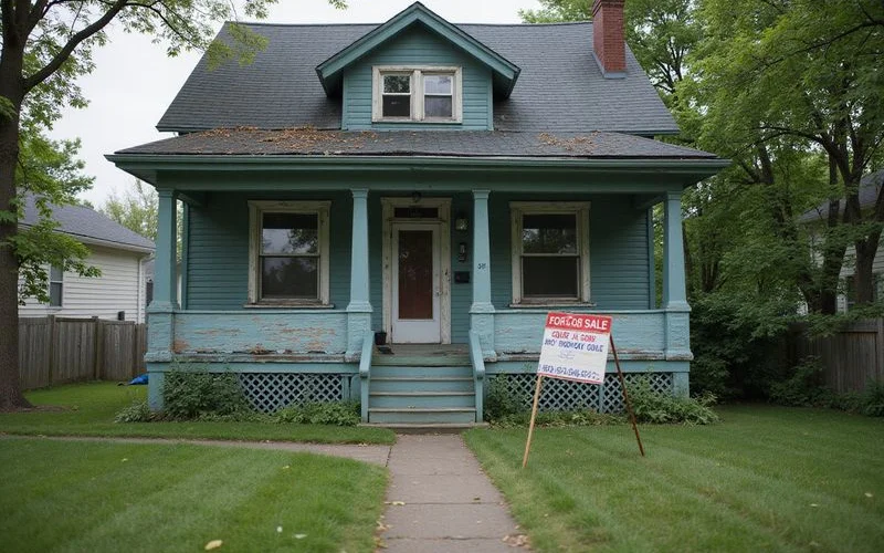 Older Duluth house with an as-is for-sale sign