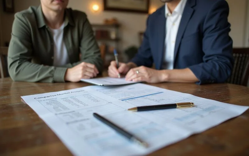 Printed net sheet and CMA on a table with two pens