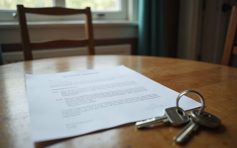 Lease agreement and keys on a table