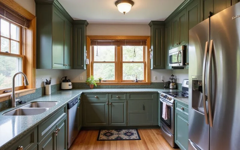 Updated kitchen in a 1920s Duluth home with original trim