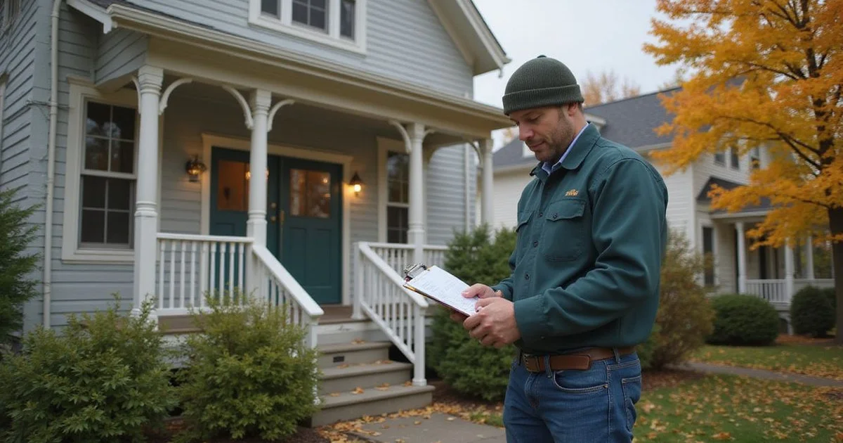 Appraiser measuring the exterior of an older Duluth home