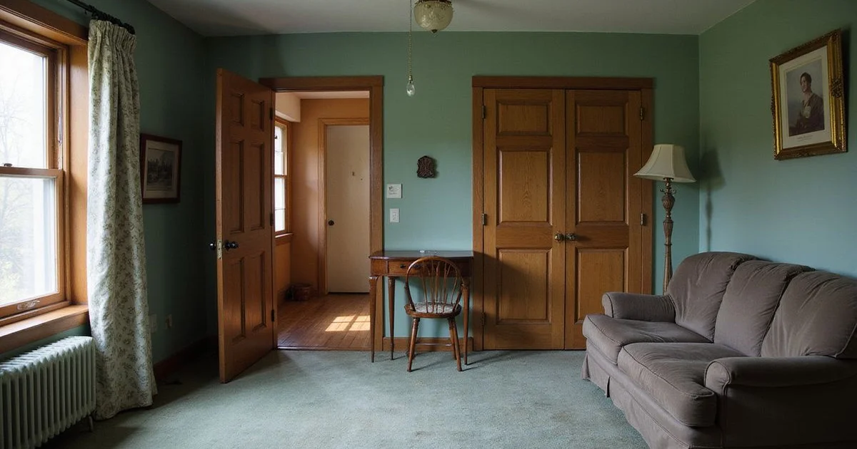 Dated but tidy older Duluth home interior with original woodwork