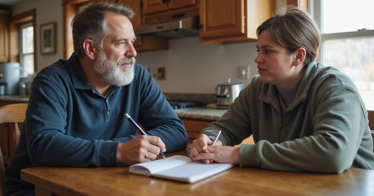 Homeowner interviewing a listing agent at a kitchen table