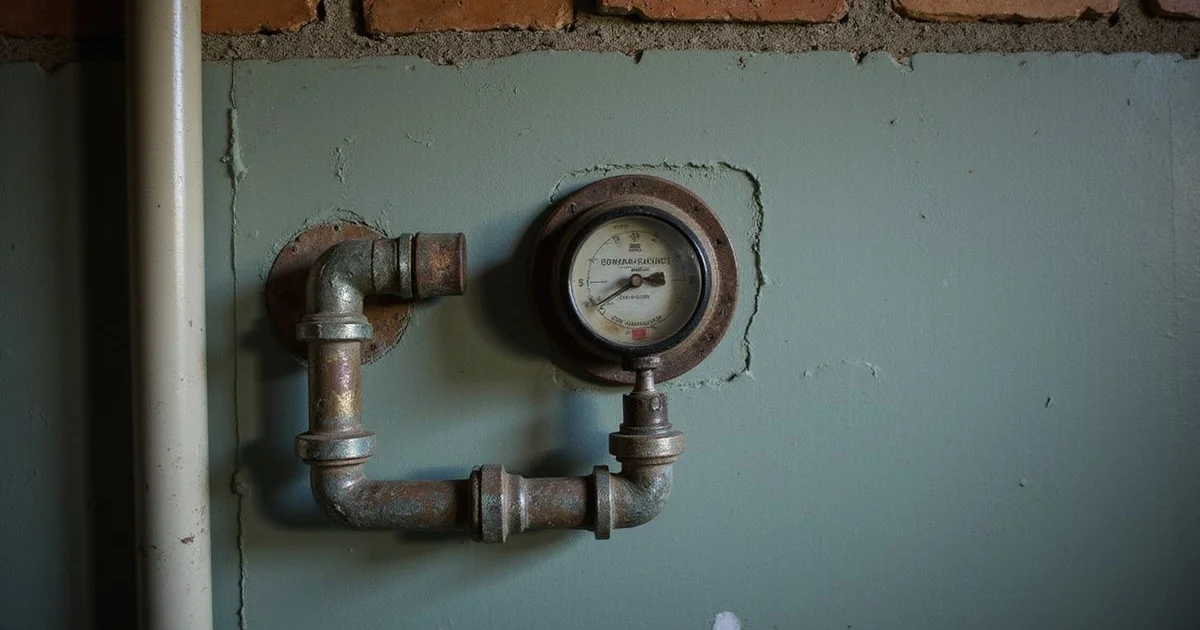 Old water service pipe and meter in a Duluth basement
