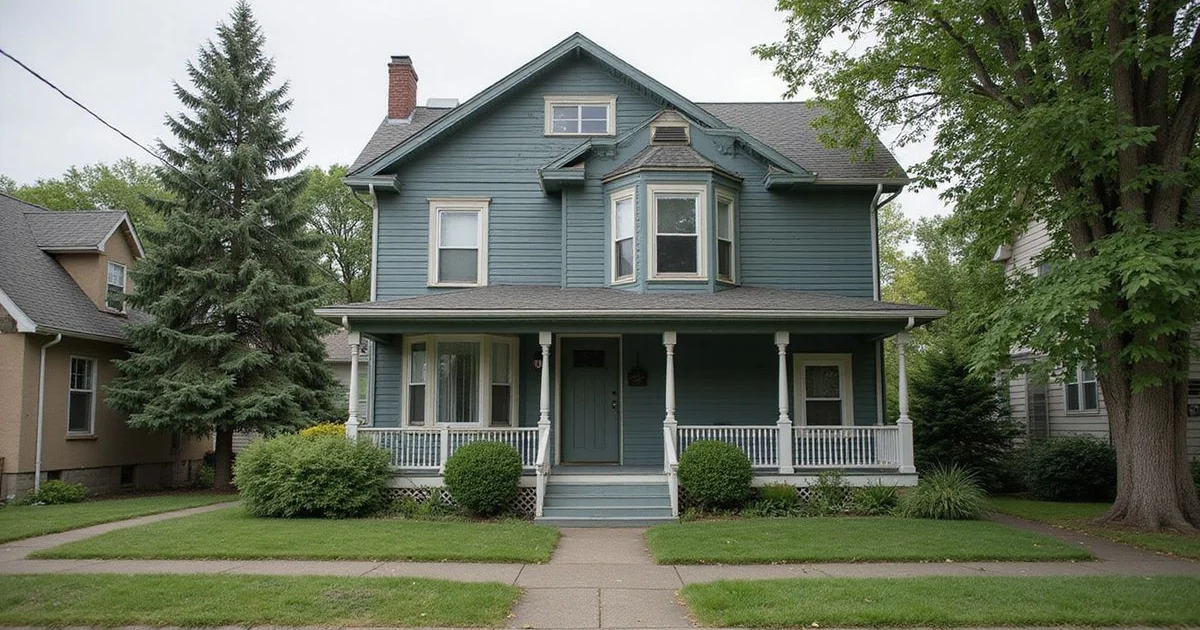 Older Duluth rental house with a porch near a college campus