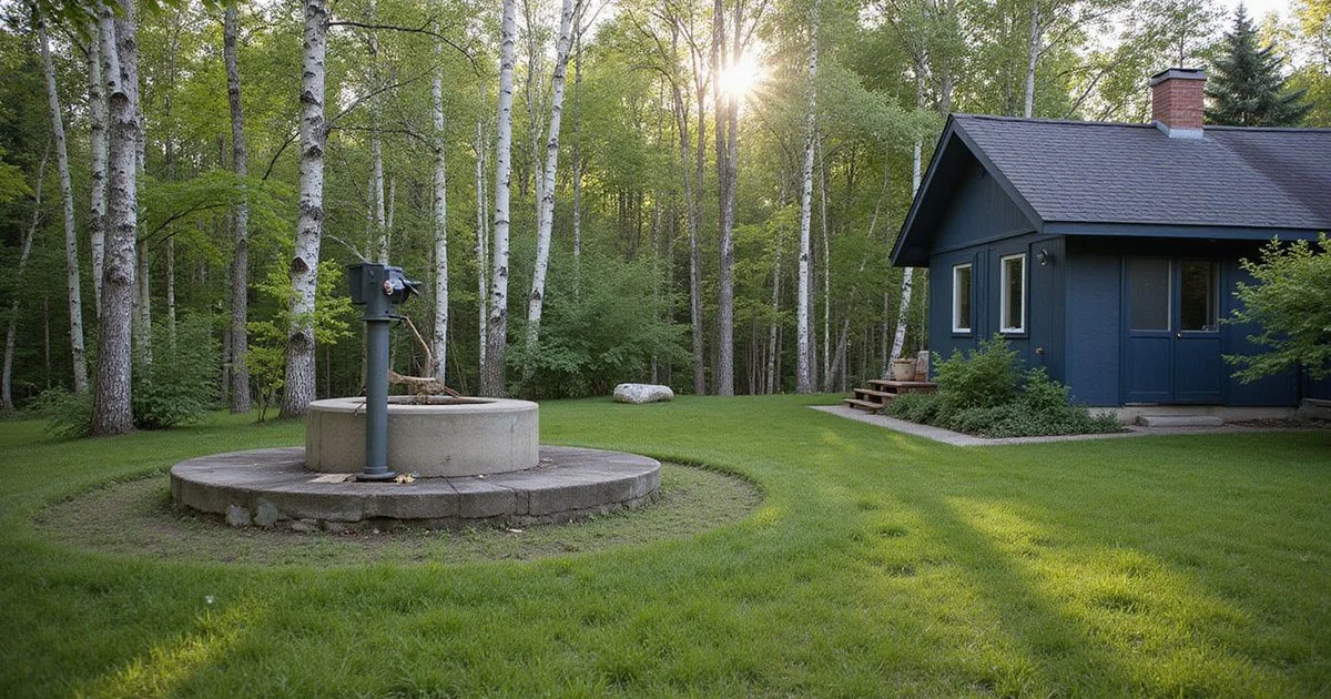 Private well cap in a rural yard north of Duluth