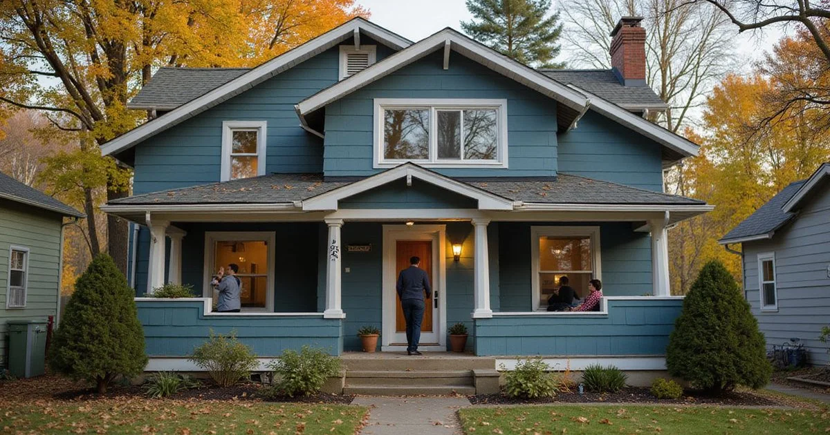 Quiet Duluth family home exterior in fall