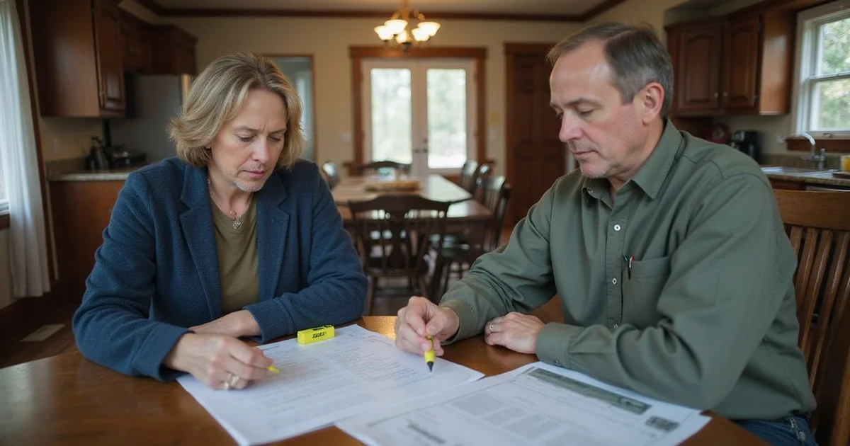Seller reading a cash purchase contract with a highlighter