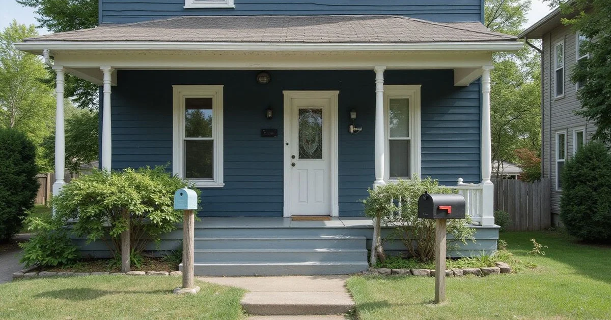 Up-and-down duplex in Duluth with two mailboxes on the porch