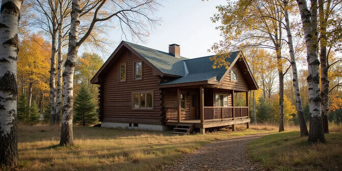 Log cabin for sale on a wooded North Shore lot near Duluth
