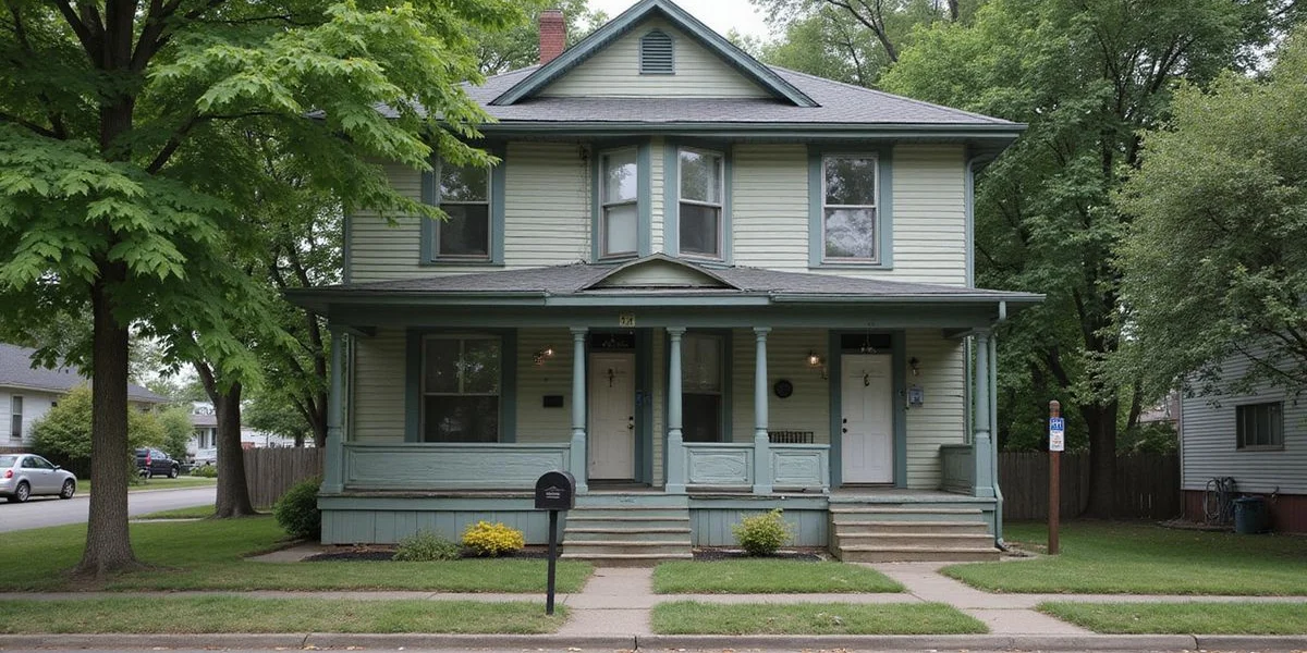 Up-and-down duplex in Duluth with two front doors